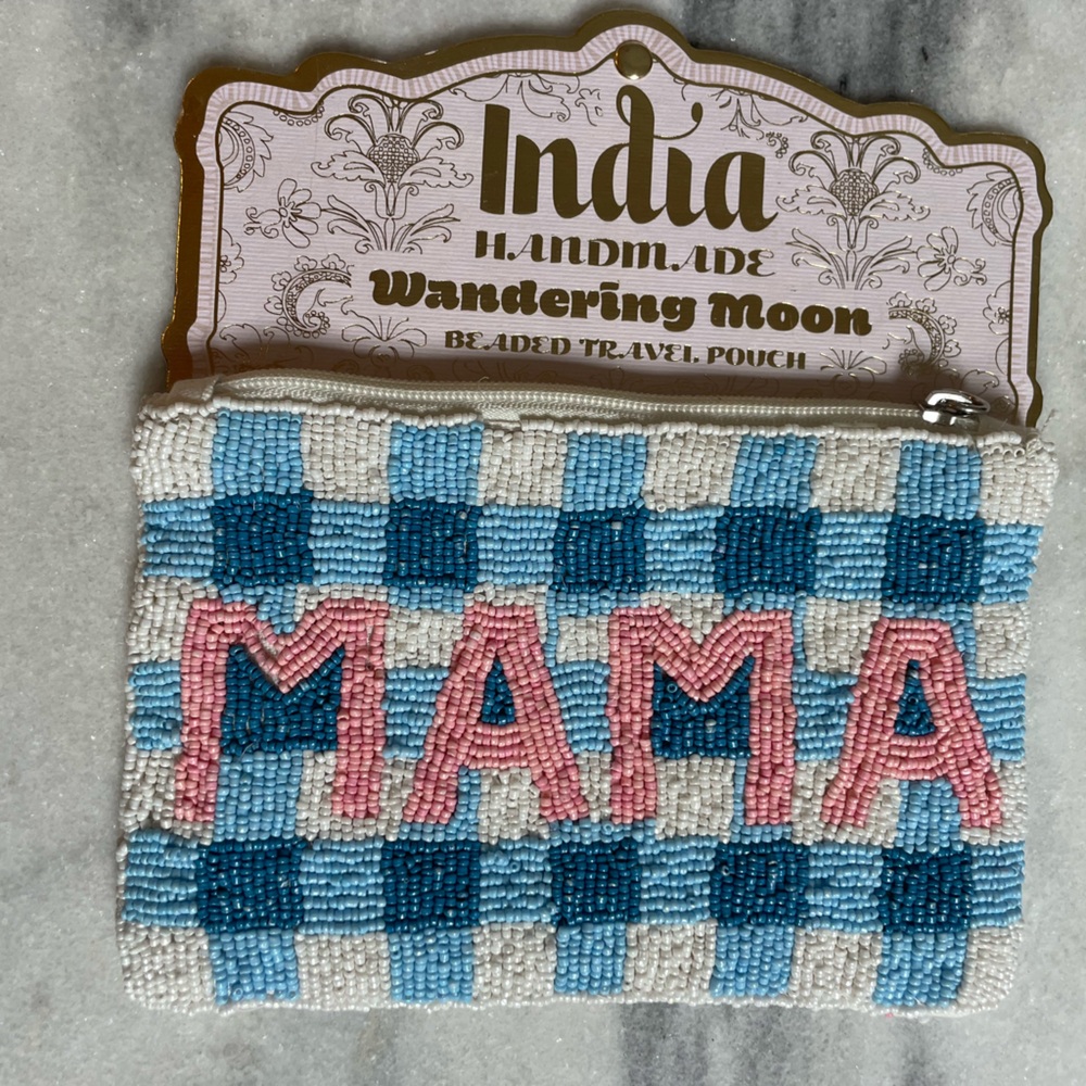 MAMA Pouch Beaded coin purse beaded bag Viral NEW blue Made in India